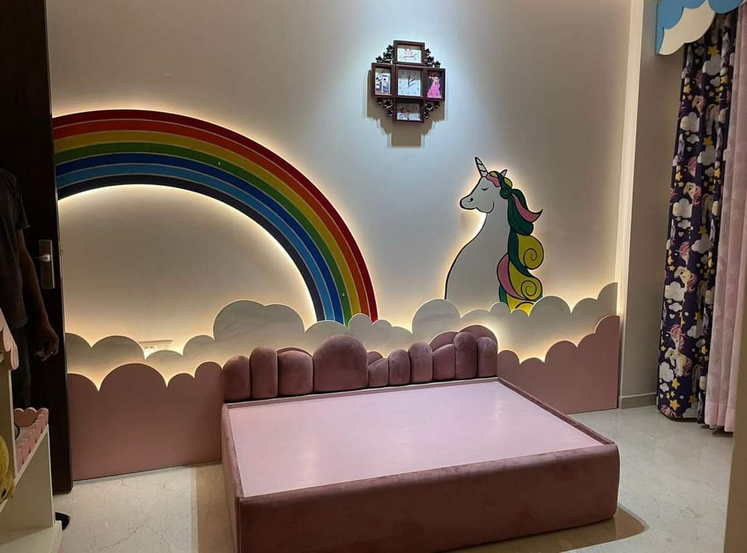 Kids bedroom — rainbow unicorn wall art