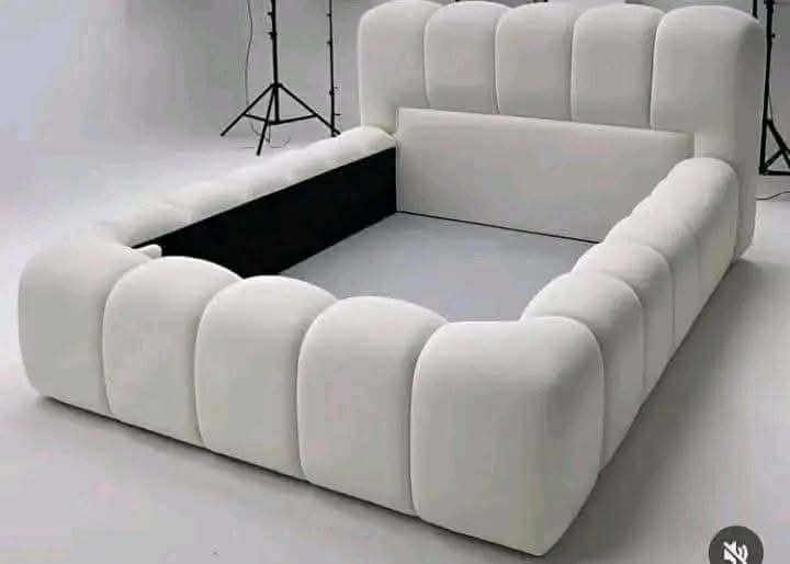 White cloud bubble bed with tufted frame