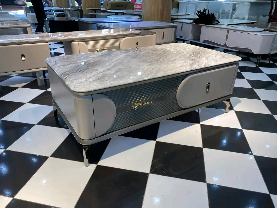 Marble top grey storage coffee table