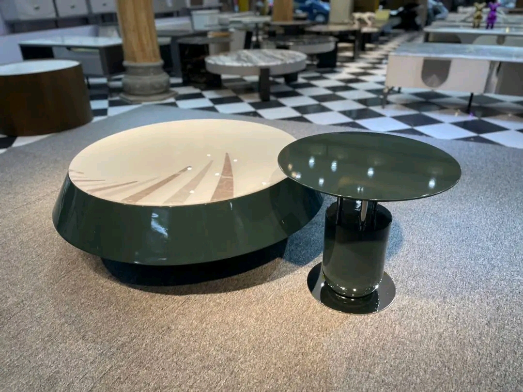 Round solid walnut coffee table