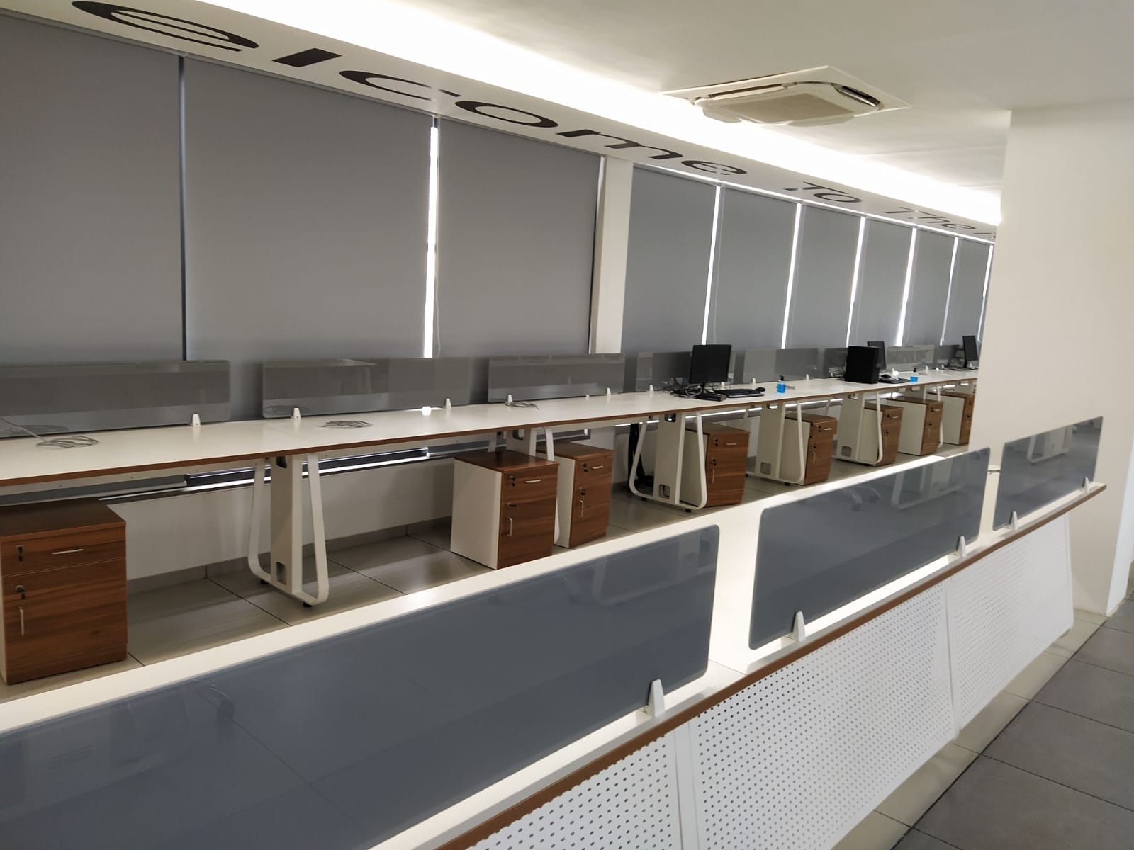 Office common area — finished flooring and false ceiling