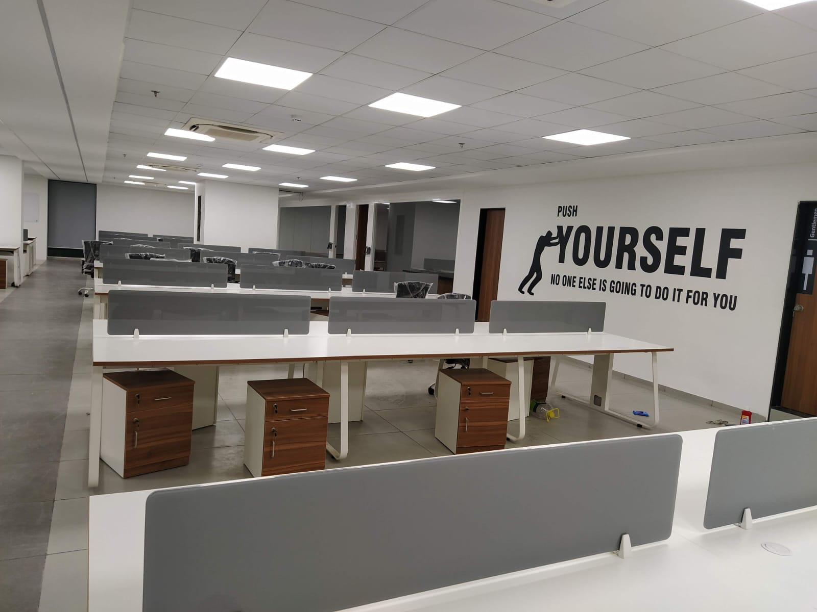 Open office floor — electrical and ceiling works