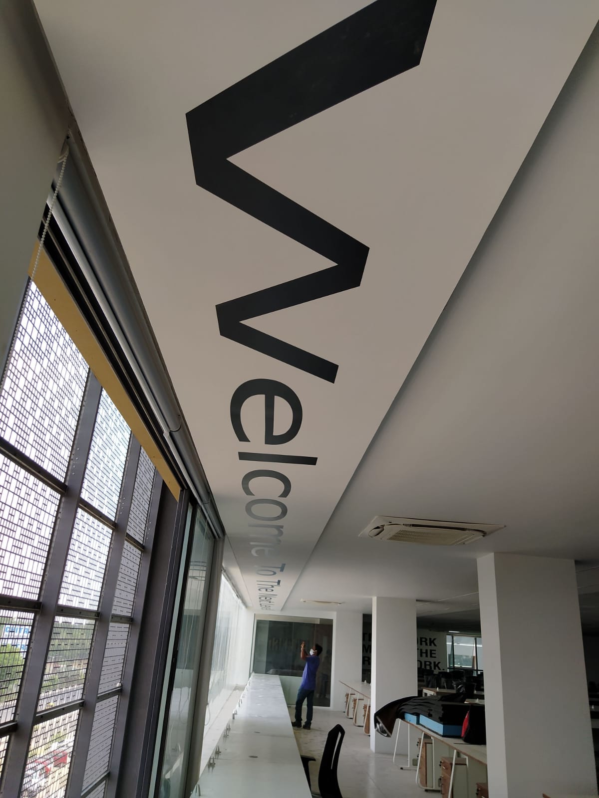 Office interiors — wall cladding and flooring works