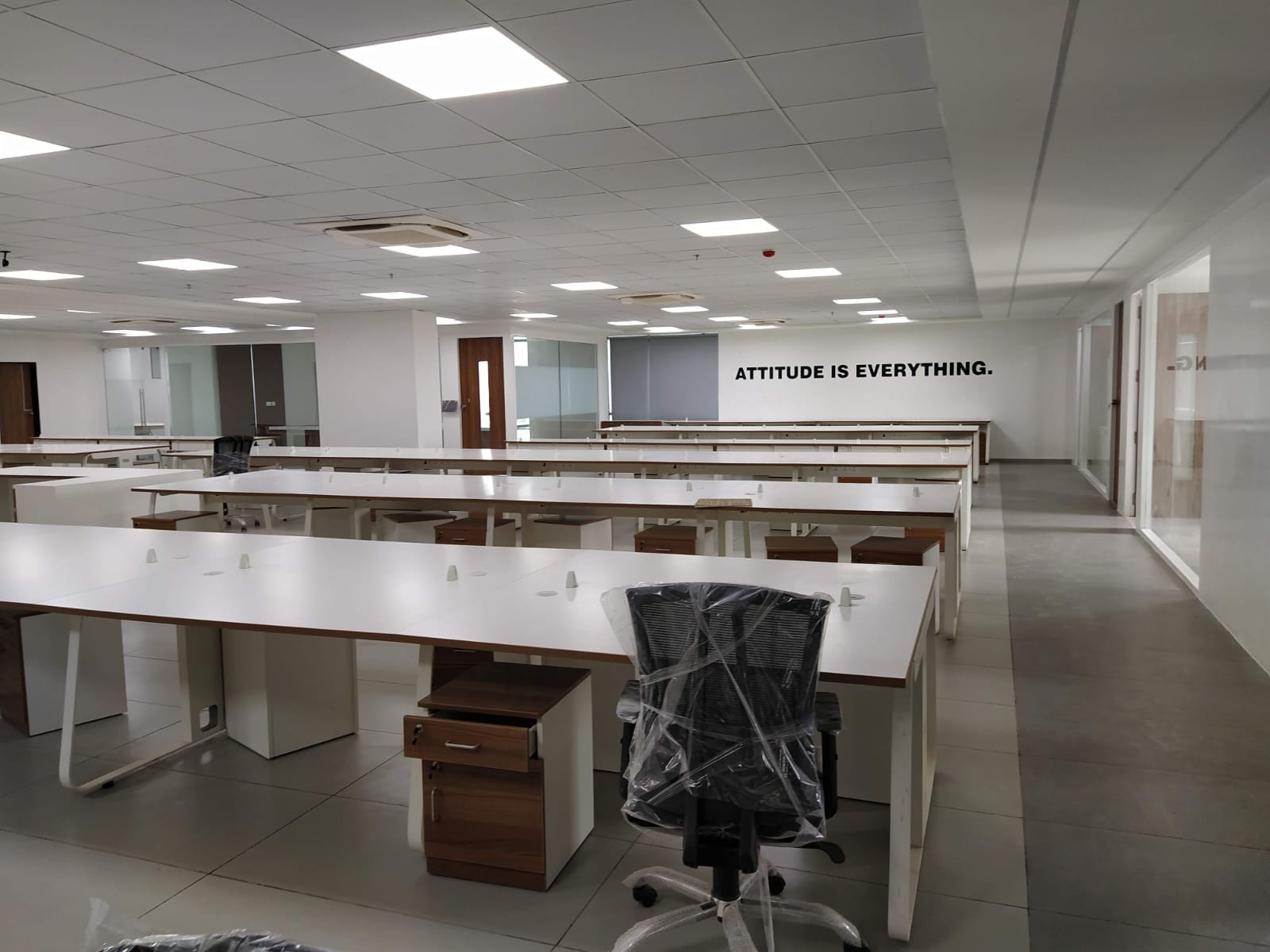 Office build — progress view of main work area