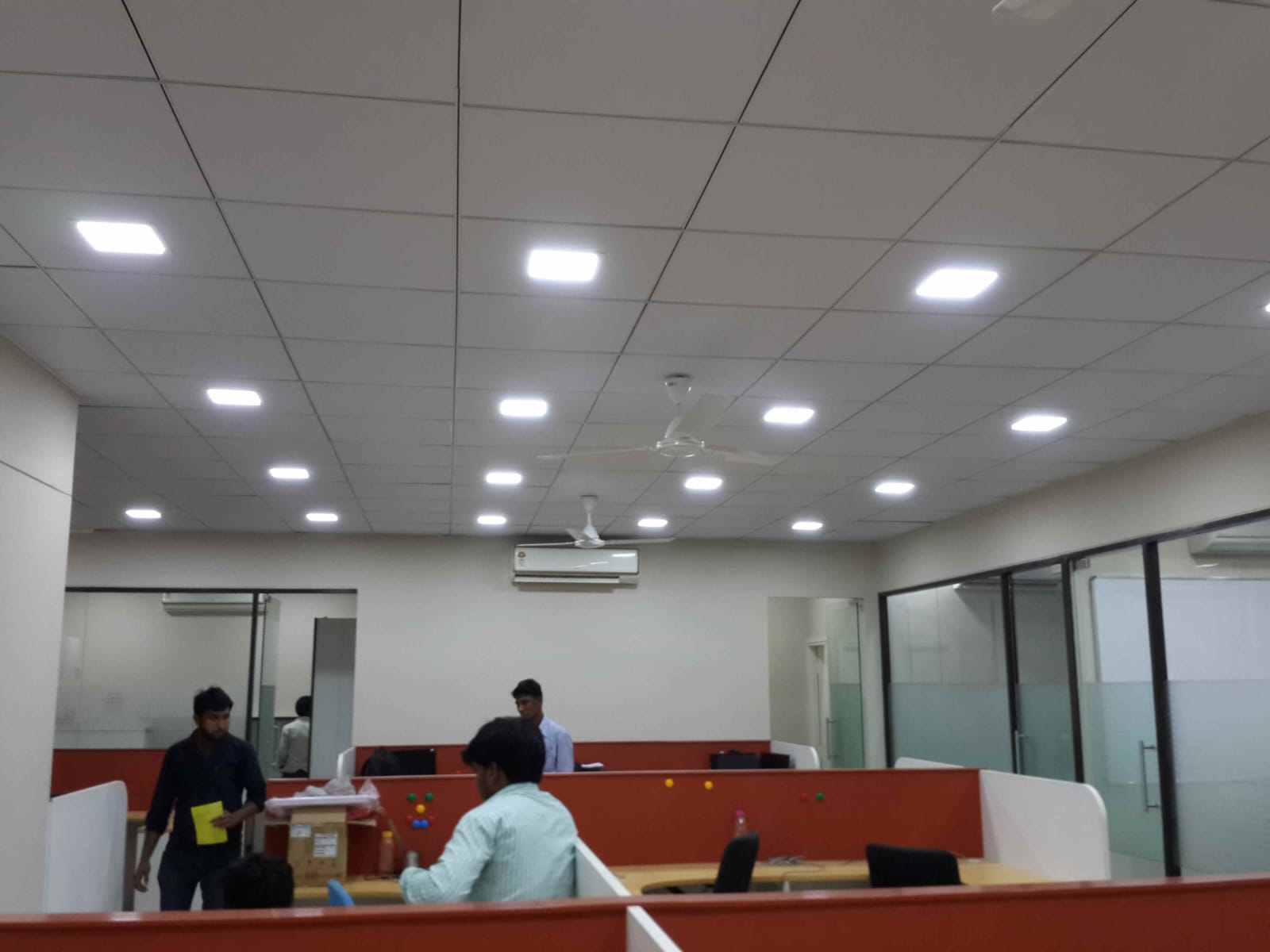 Commercial interior — HVAC and ceiling grid phase