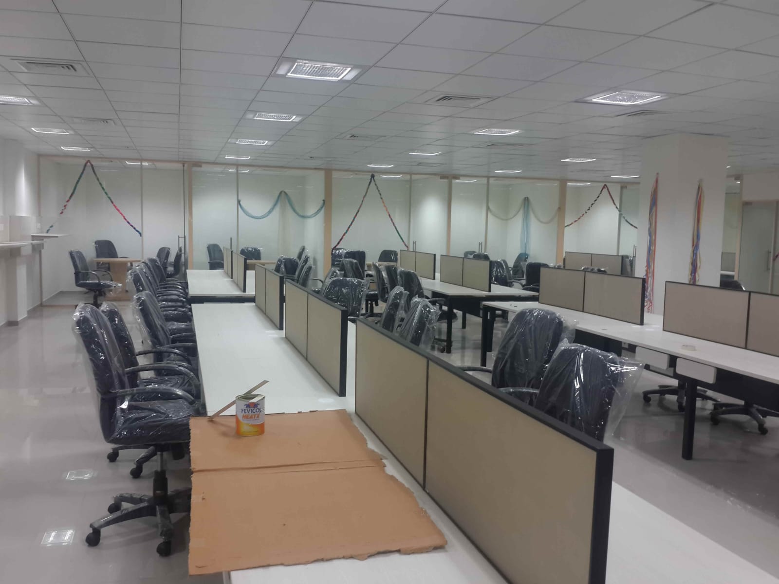 Office fit-out — complete view of finished workspace